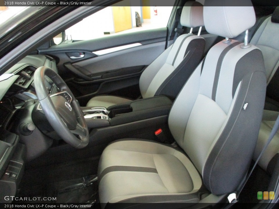 Black/Gray Interior Front Seat for the 2018 Honda Civic LX-P Coupe #142696603