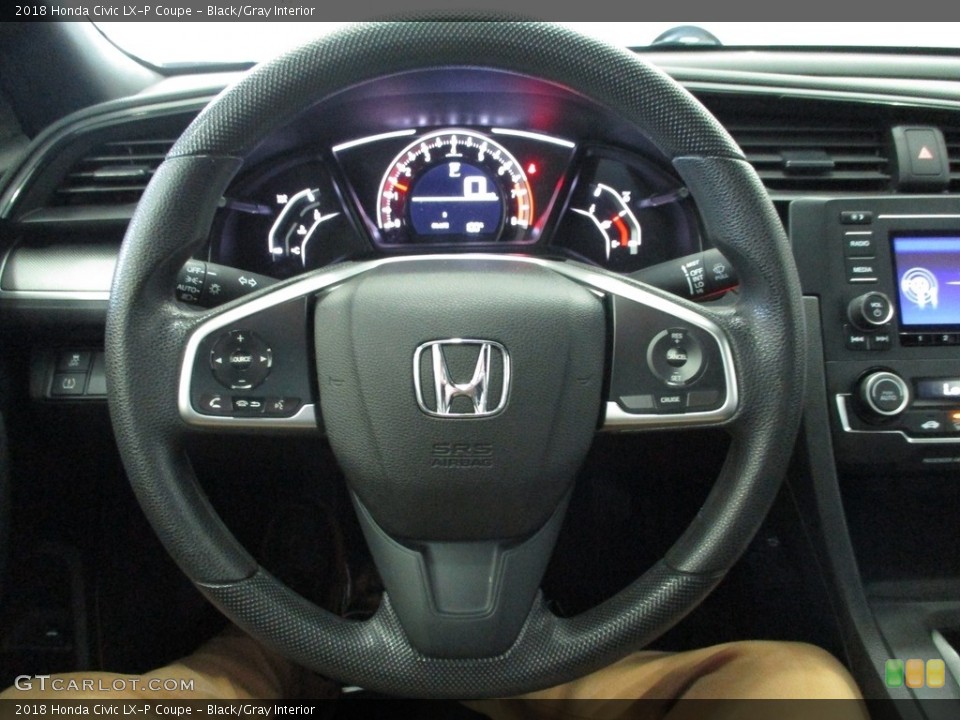 Black/Gray Interior Steering Wheel for the 2018 Honda Civic LX-P Coupe #142696622