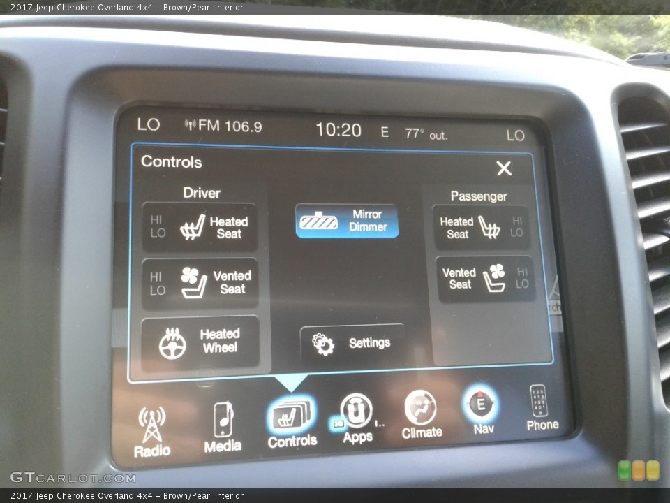 Brown/Pearl Interior Controls for the 2017 Jeep Cherokee Overland 4x4 #142701278