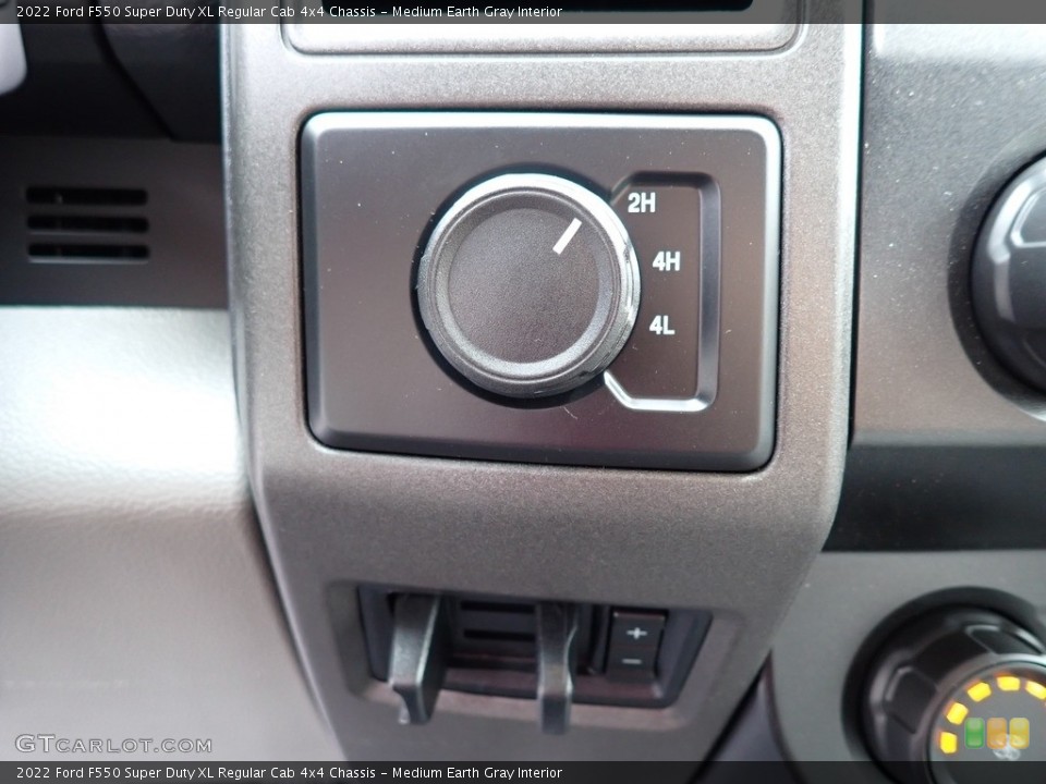 Medium Earth Gray Interior Controls for the 2022 Ford F550 Super Duty XL Regular Cab 4x4 Chassis #142711124
