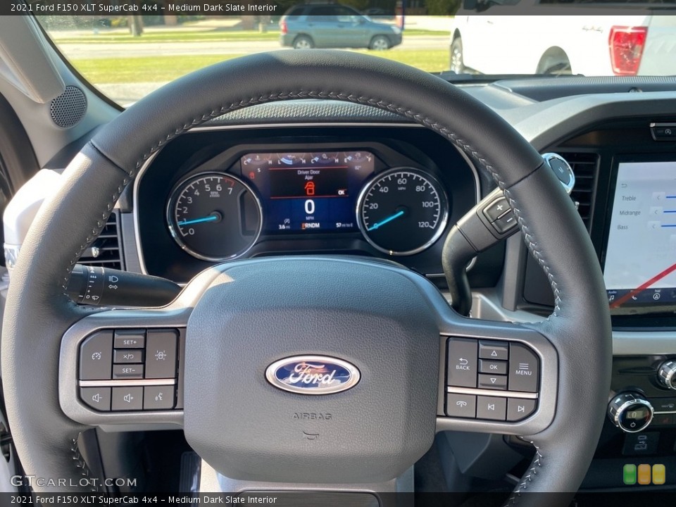 Medium Dark Slate Interior Steering Wheel for the 2021 Ford F150 XLT SuperCab 4x4 #142726926