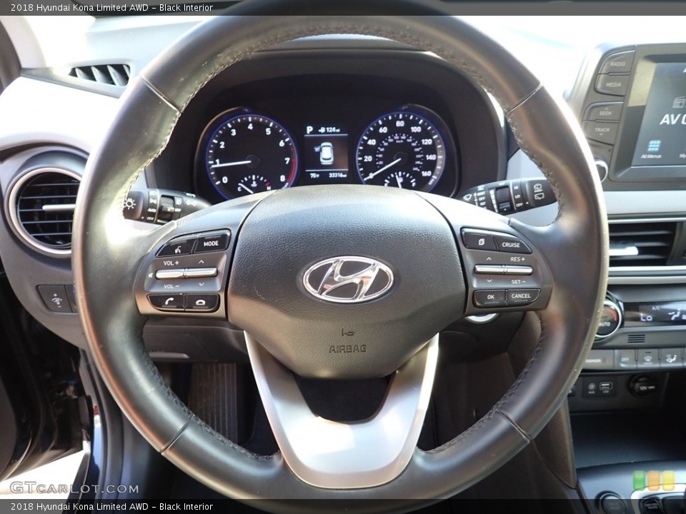 Black Interior Steering Wheel for the 2018 Hyundai Kona Limited AWD #142730384