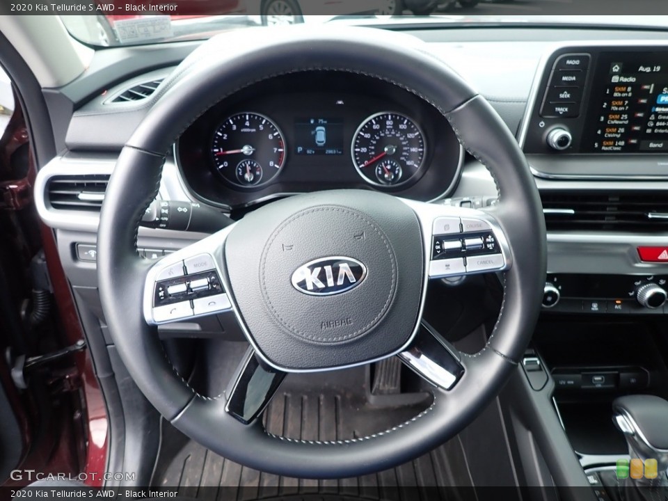 Black Interior Steering Wheel for the 2020 Kia Telluride S AWD #142737124