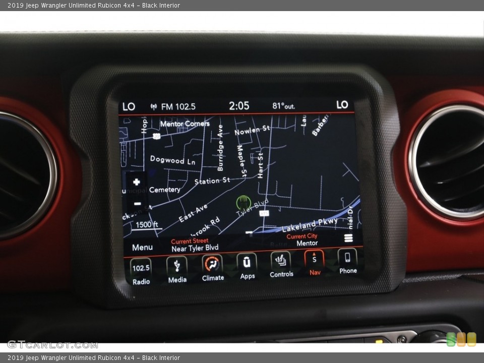 Black Interior Navigation for the 2019 Jeep Wrangler Unlimited Rubicon 4x4 #142742904