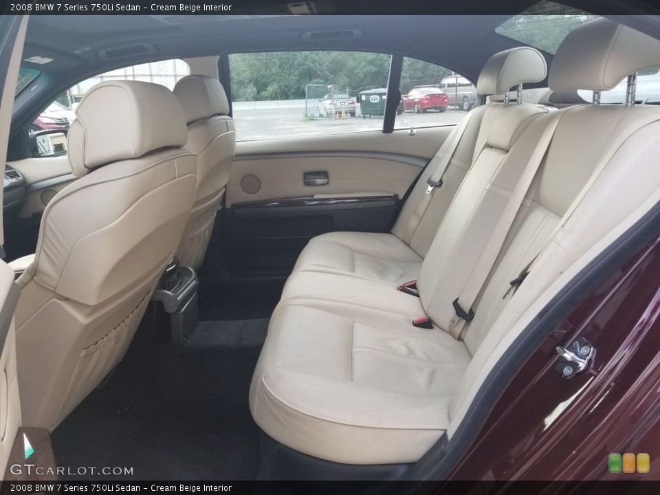 Cream Beige Interior Rear Seat for the 2008 BMW 7 Series 750Li Sedan #142763427