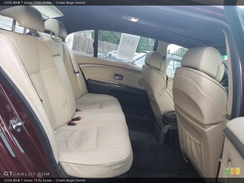 Cream Beige Interior Rear Seat for the 2008 BMW 7 Series 750Li Sedan #142763448
