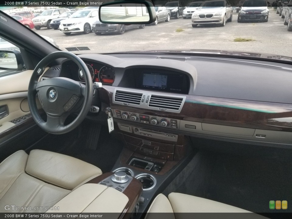 Cream Beige Interior Dashboard for the 2008 BMW 7 Series 750Li Sedan #142763518