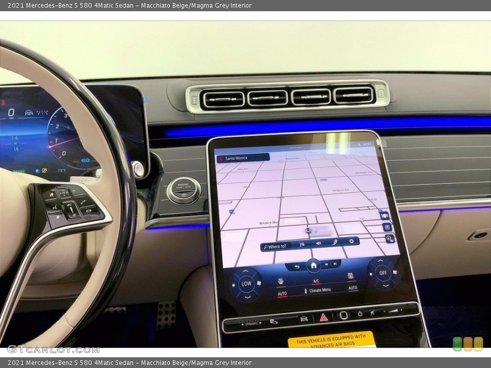 Macchiato Beige/Magma Grey Interior Navigation for the 2021 Mercedes-Benz S 580 4Matic Sedan #142771485