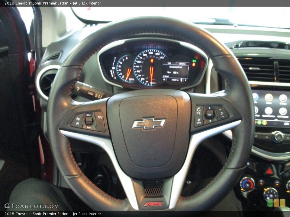 Jet Black Interior Steering Wheel for the 2018 Chevrolet Sonic Premier Sedan #142788601