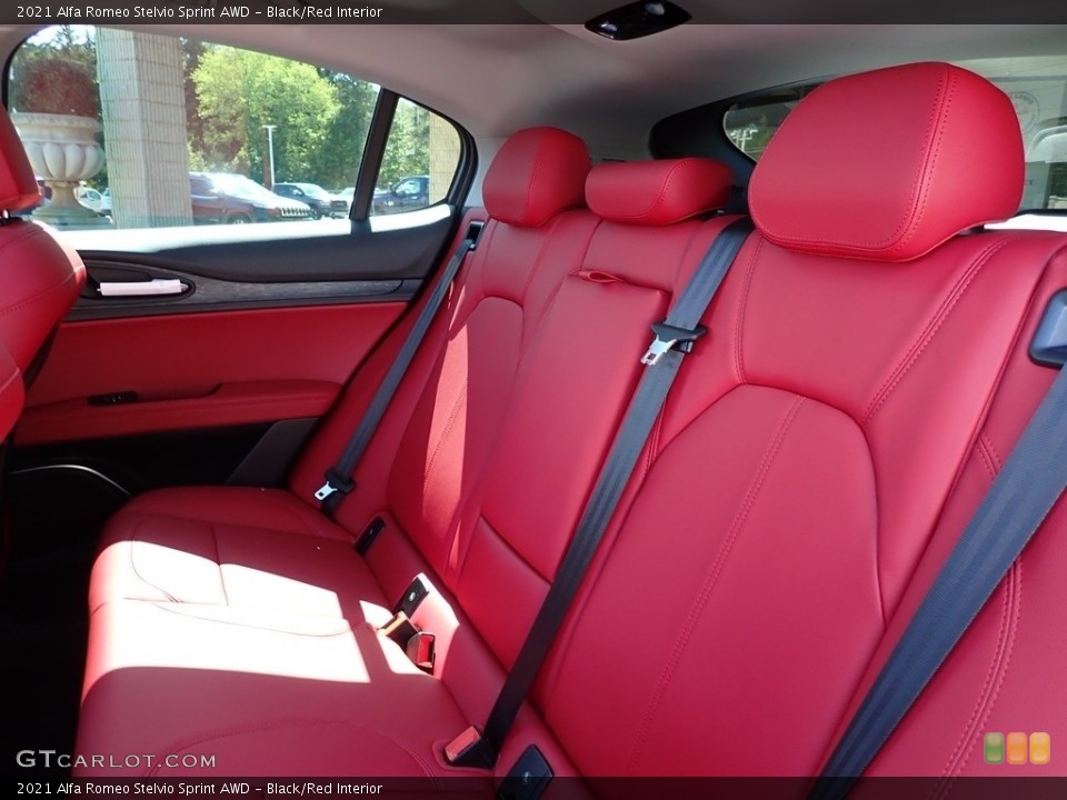 Black/Red Interior Rear Seat for the 2021 Alfa Romeo Stelvio Sprint AWD #142799313