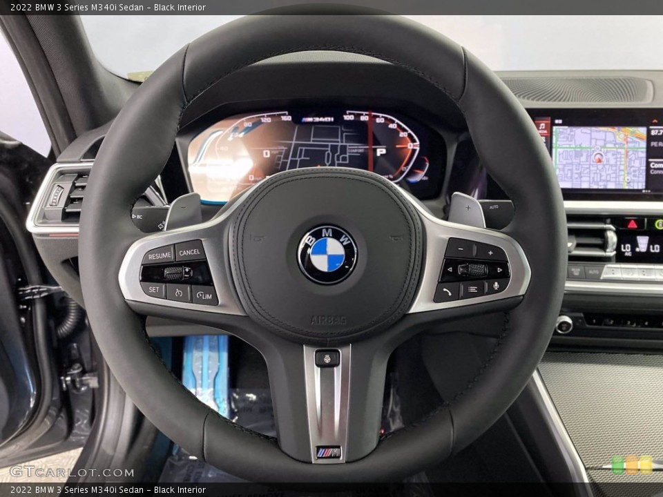 Black Interior Steering Wheel for the 2022 BMW 3 Series M340i Sedan #142800810