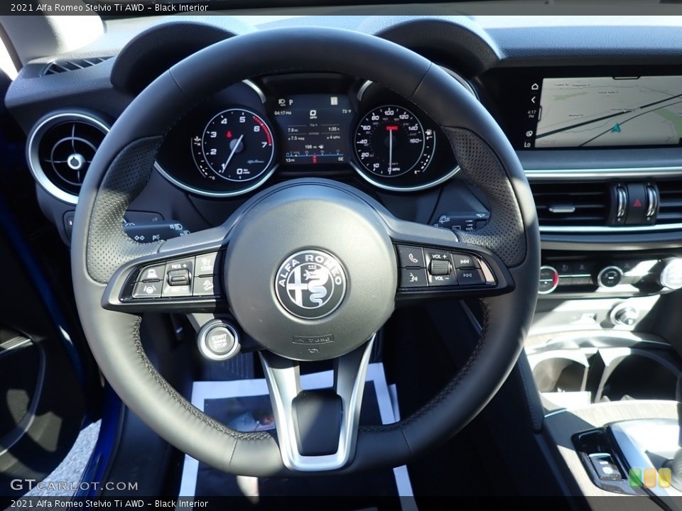 Black Interior Steering Wheel for the 2021 Alfa Romeo Stelvio Ti AWD #142805379