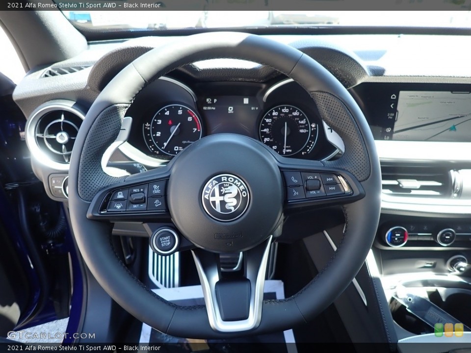 Black Interior Steering Wheel for the 2021 Alfa Romeo Stelvio Ti Sport AWD #142805781