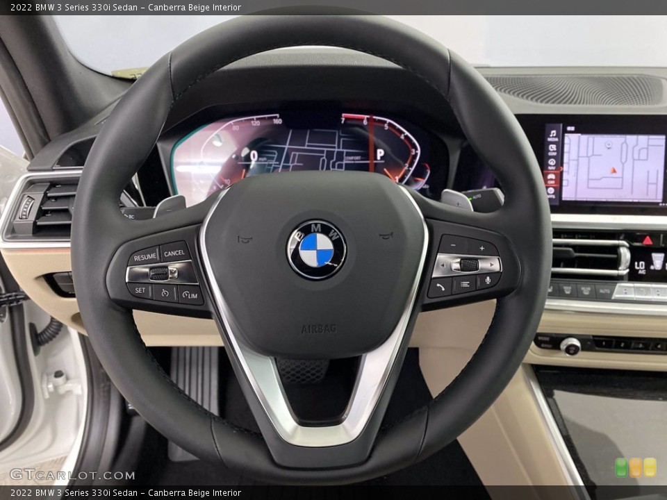 Canberra Beige Interior Steering Wheel for the 2022 BMW 3 Series 330i Sedan #142841394