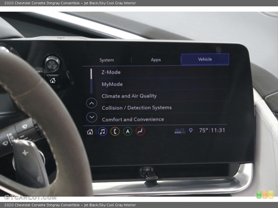 Jet Black/Sky Cool Gray Interior Controls for the 2020 Chevrolet Corvette Stingray Convertible #142845051