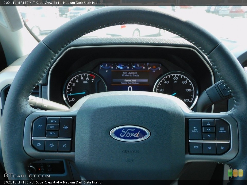 Medium Dark Slate Interior Steering Wheel for the 2021 Ford F150 XLT SuperCrew 4x4 #142880176