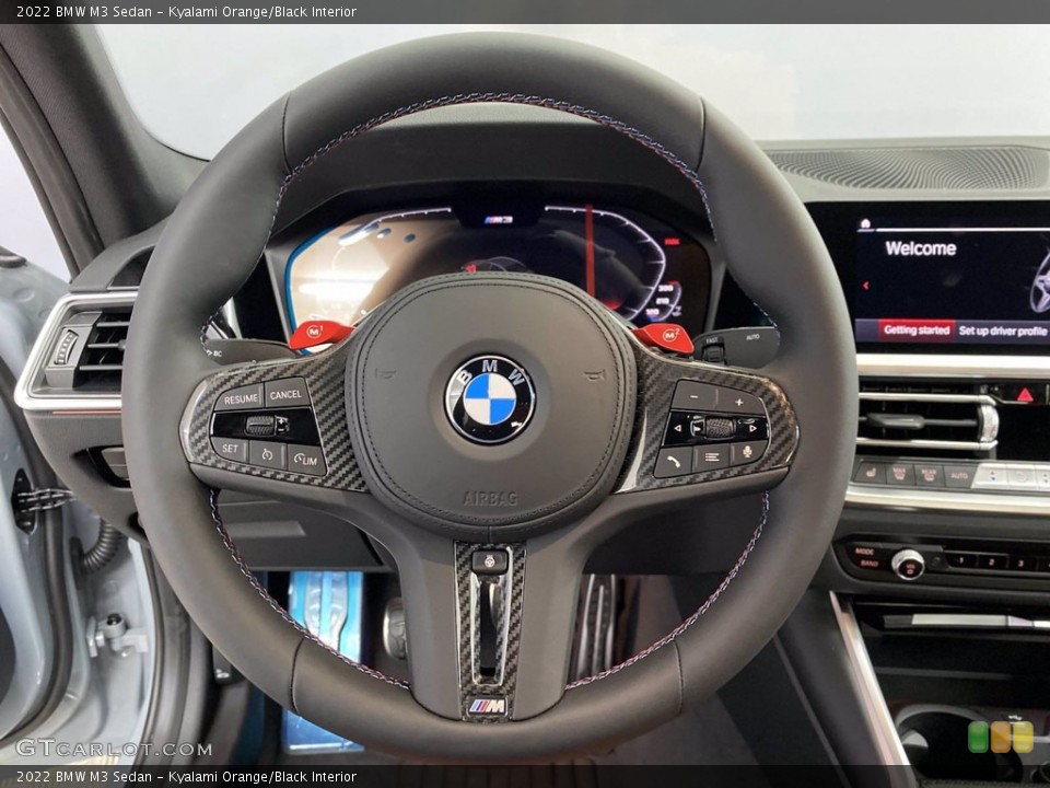 Kyalami Orange/Black Interior Steering Wheel for the 2022 BMW M3 Sedan #142889104