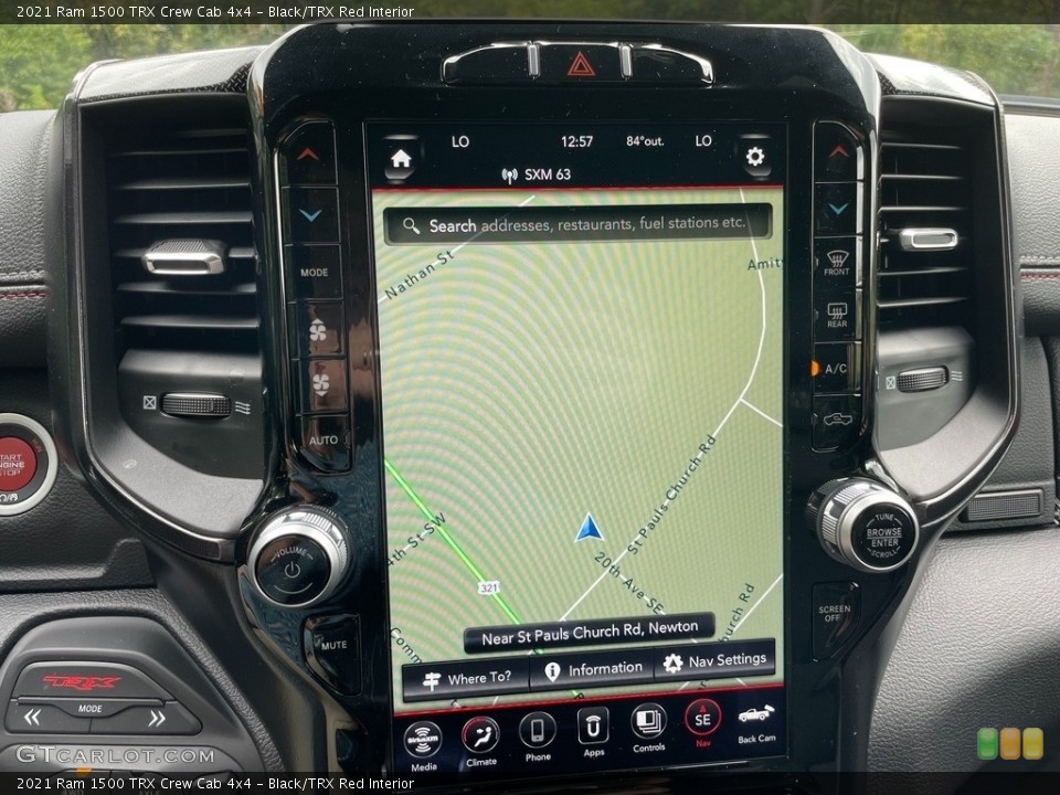 Black/TRX Red Interior Navigation for the 2021 Ram 1500 TRX Crew Cab 4x4 #142899490