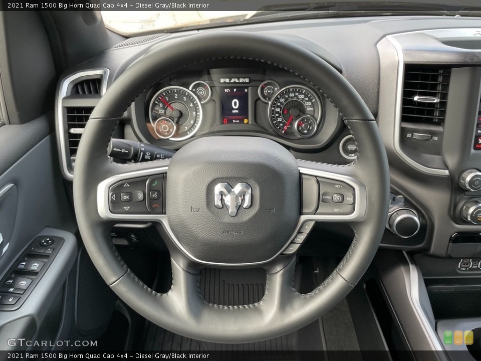 Diesel Gray/Black Interior Steering Wheel for the 2021 Ram 1500 Big Horn Quad Cab 4x4 #142908663
