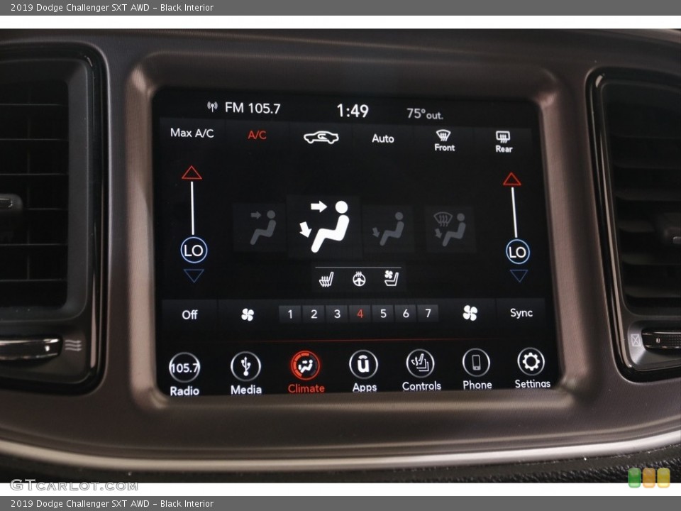 Black Interior Controls for the 2019 Dodge Challenger SXT AWD #142917322