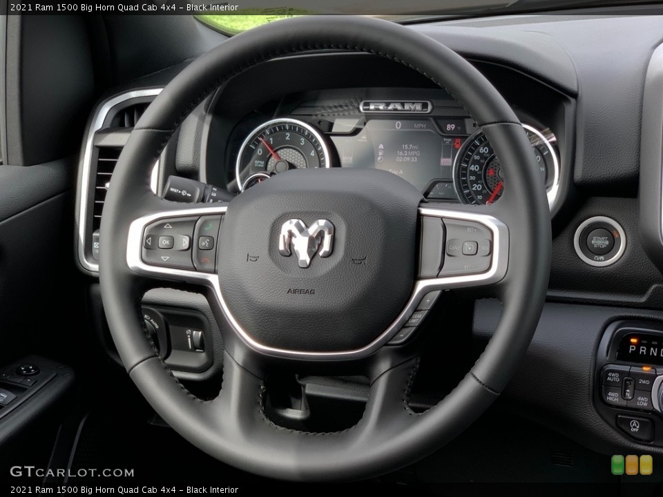 Black Interior Steering Wheel for the 2021 Ram 1500 Big Horn Quad Cab 4x4 #142928654