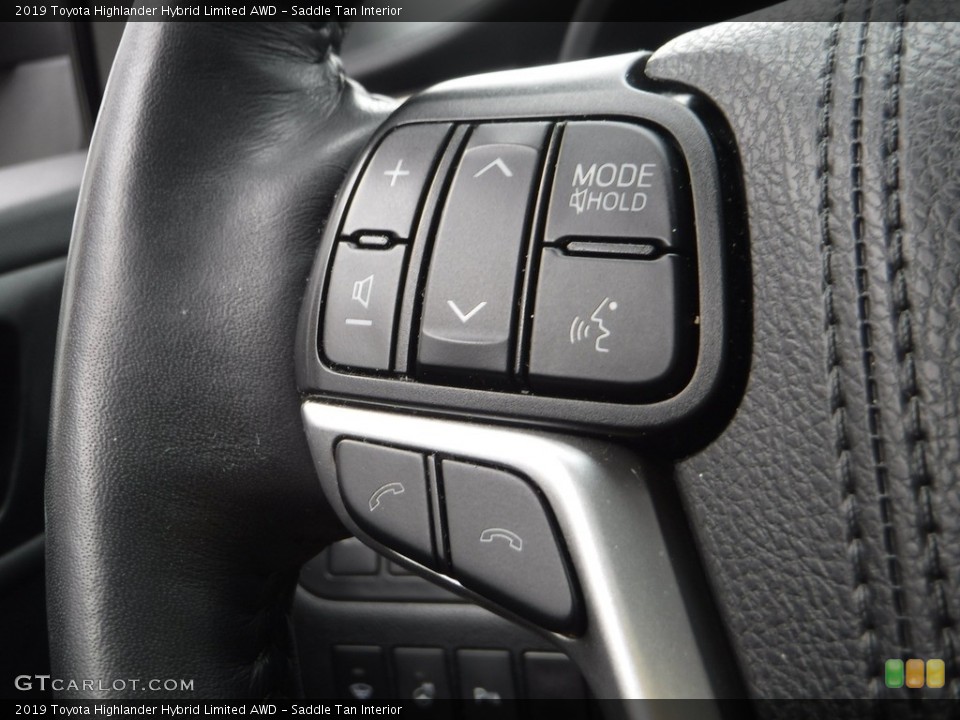 Saddle Tan Interior Steering Wheel for the 2019 Toyota Highlander Hybrid Limited AWD #142957458