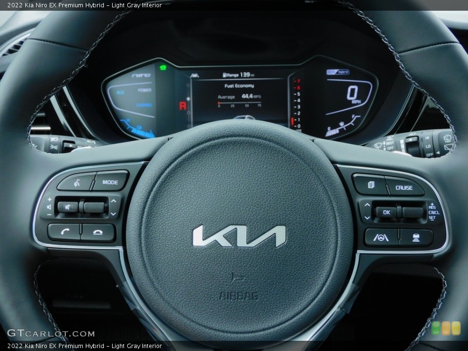 Light Gray Interior Steering Wheel for the 2022 Kia Niro EX Premium Hybrid #142959312