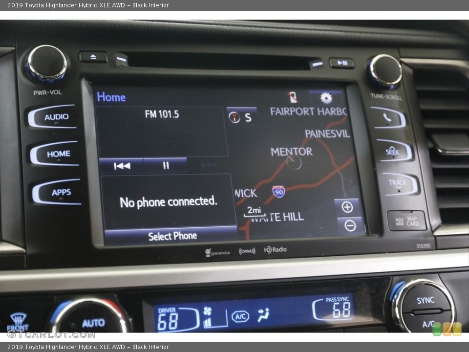 Black Interior Navigation for the 2019 Toyota Highlander Hybrid XLE AWD #142970117