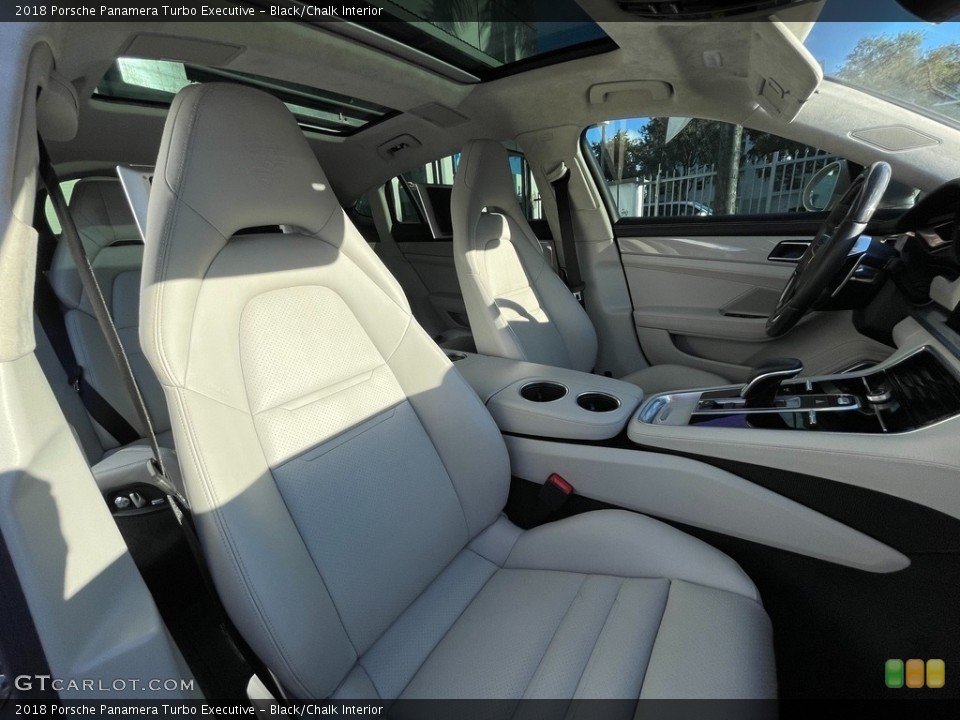 Black/Chalk Interior Front Seat for the 2018 Porsche Panamera Turbo Executive #142976408