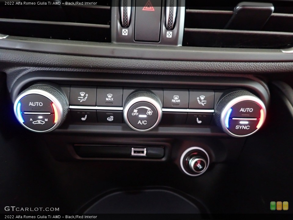 Black/Red Interior Controls for the 2022 Alfa Romeo Giulia Ti AWD #142995970