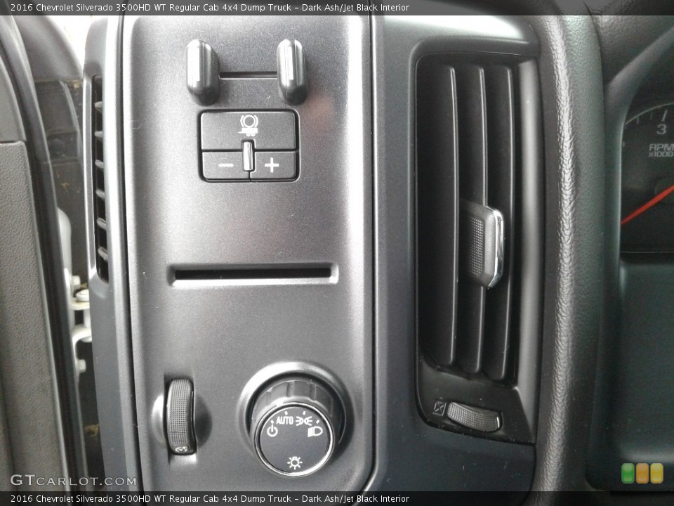 Dark Ash/Jet Black Interior Controls for the 2016 Chevrolet Silverado 3500HD WT Regular Cab 4x4 Dump Truck #143031727