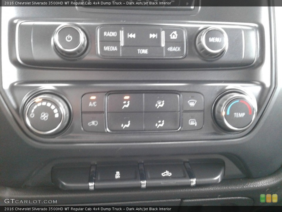 Dark Ash/Jet Black Interior Controls for the 2016 Chevrolet Silverado 3500HD WT Regular Cab 4x4 Dump Truck #143031826