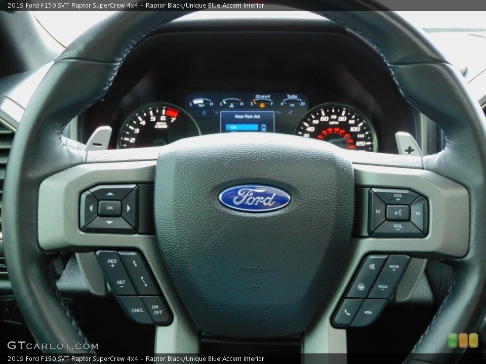 Raptor Black/Unique Blue Accent Interior Steering Wheel for the 2019 Ford F150 SVT Raptor SuperCrew 4x4 #143039208