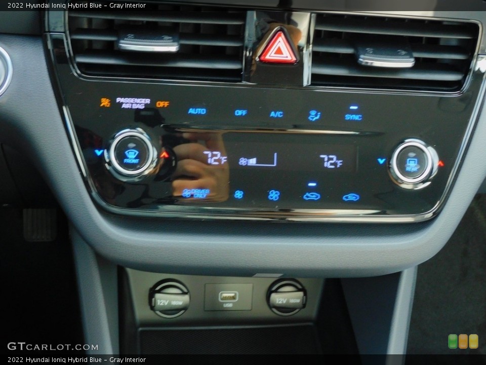 Gray Interior Controls for the 2022 Hyundai Ioniq Hybrid Blue #143039370