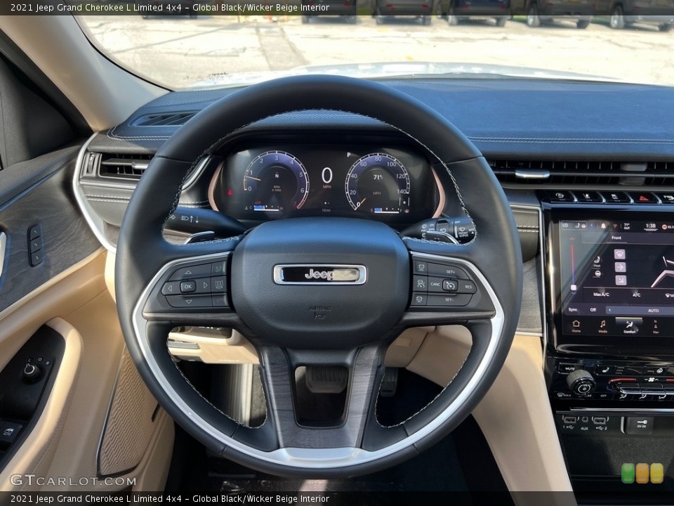 Global Black/Wicker Beige Interior Steering Wheel for the 2021 Jeep Grand Cherokee L Limited 4x4 #143051123