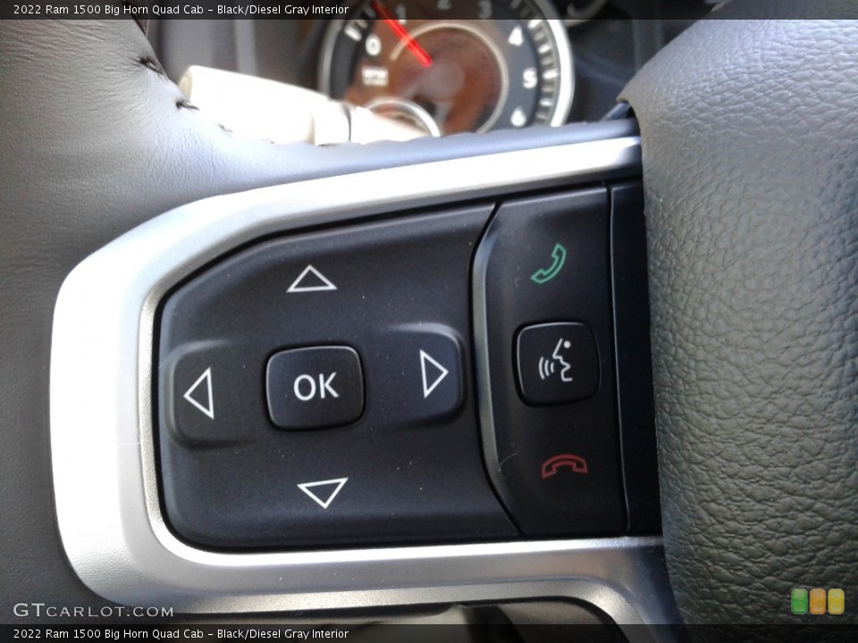 Black/Diesel Gray Interior Steering Wheel for the 2022 Ram 1500 Big Horn Quad Cab #143076434