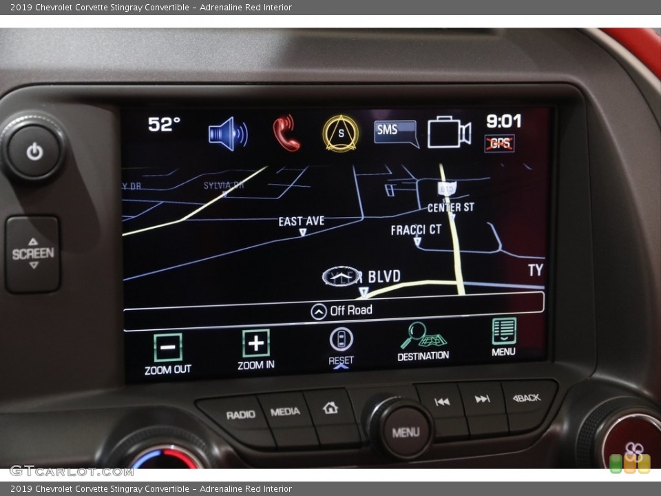 Adrenaline Red Interior Navigation for the 2019 Chevrolet Corvette Stingray Convertible #143084635