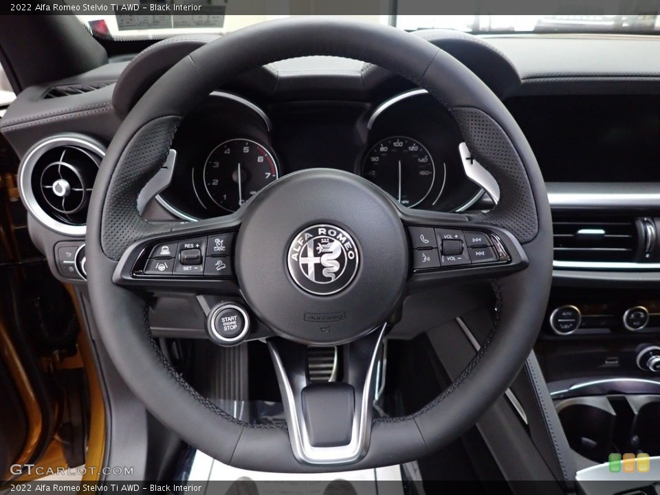 Black Interior Steering Wheel for the 2022 Alfa Romeo Stelvio Ti AWD #143113444