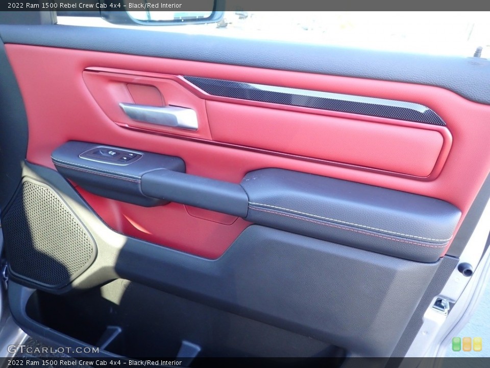 Black/Red Interior Door Panel for the 2022 Ram 1500 Rebel Crew Cab 4x4 #143159577