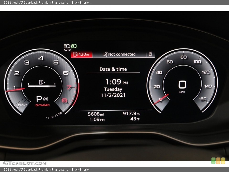 Black Interior Gauges for the 2021 Audi A5 Sportback Premium Plus quattro #143161076