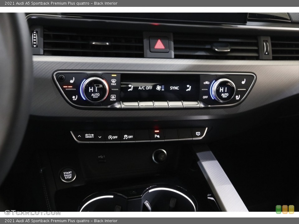 Black Interior Controls for the 2021 Audi A5 Sportback Premium Plus quattro #143161202