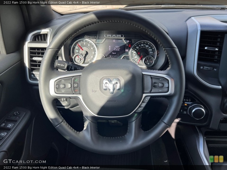 Black Interior Steering Wheel for the 2022 Ram 1500 Big Horn Night Edition Quad Cab 4x4 #143169781