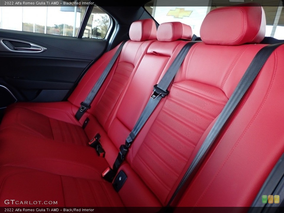 Black/Red Interior Rear Seat for the 2022 Alfa Romeo Giulia Ti AWD #143179701