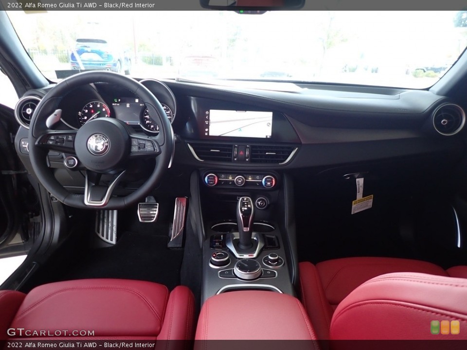 Black/Red Interior Front Seat for the 2022 Alfa Romeo Giulia Ti AWD #143179729