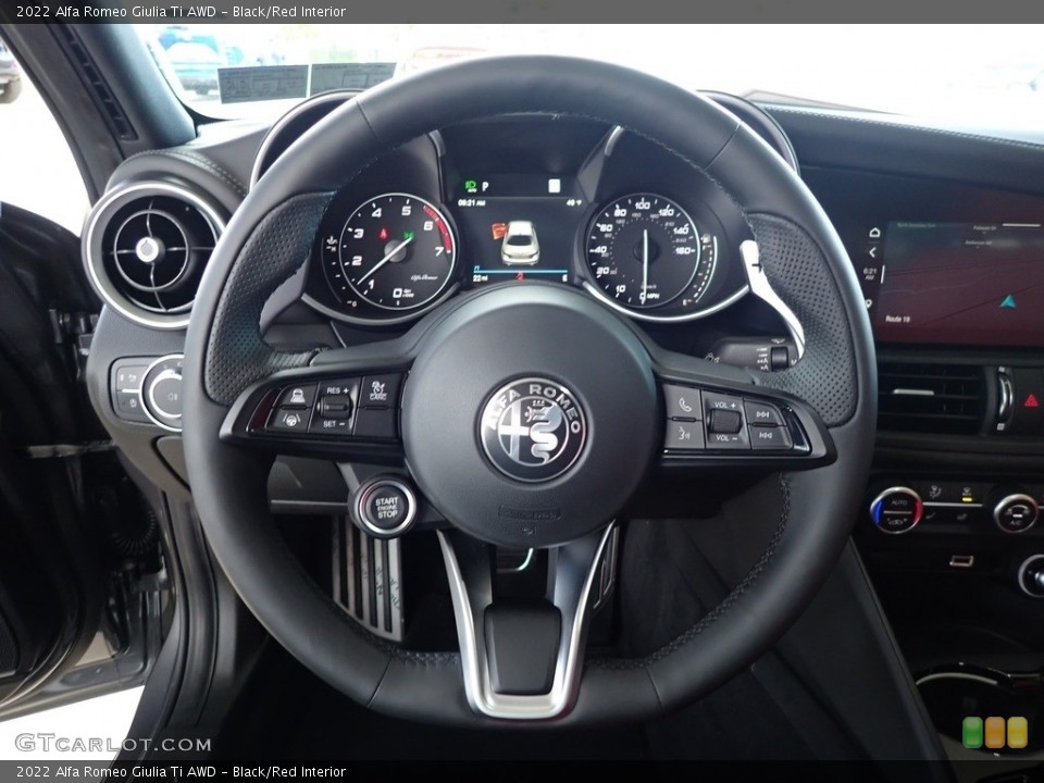 Black/Red Interior Steering Wheel for the 2022 Alfa Romeo Giulia Ti AWD #143179780
