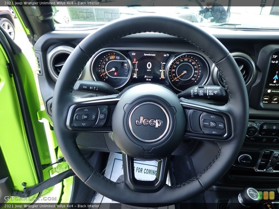 Black Interior Steering Wheel for the 2021 Jeep Wrangler Unlimited Willys 4x4 #143182360