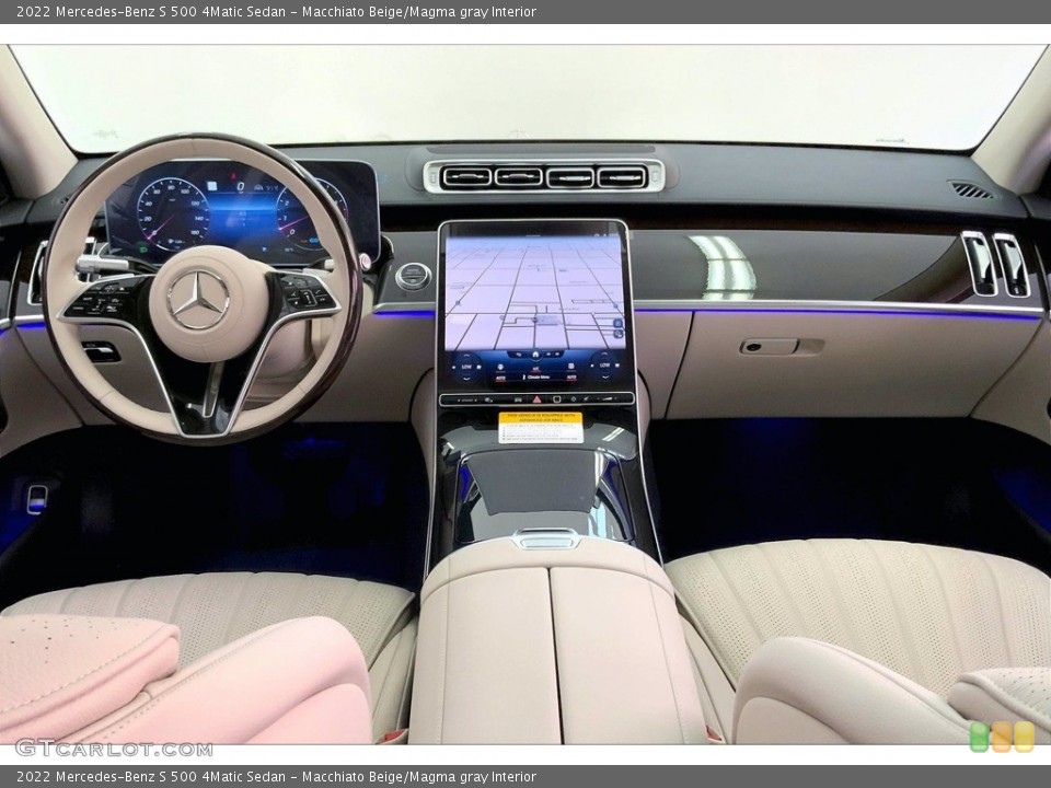 Macchiato Beige/Magma gray Interior Dashboard for the 2022 Mercedes-Benz S 500 4Matic Sedan #143209552