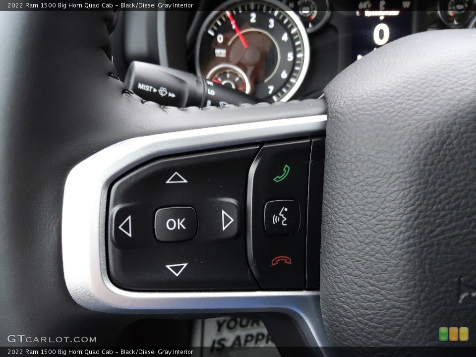 Black/Diesel Gray Interior Steering Wheel for the 2022 Ram 1500 Big Horn Quad Cab #143226960