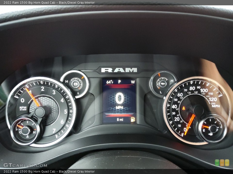 Black/Diesel Gray Interior Gauges for the 2022 Ram 1500 Big Horn Quad Cab #143227011