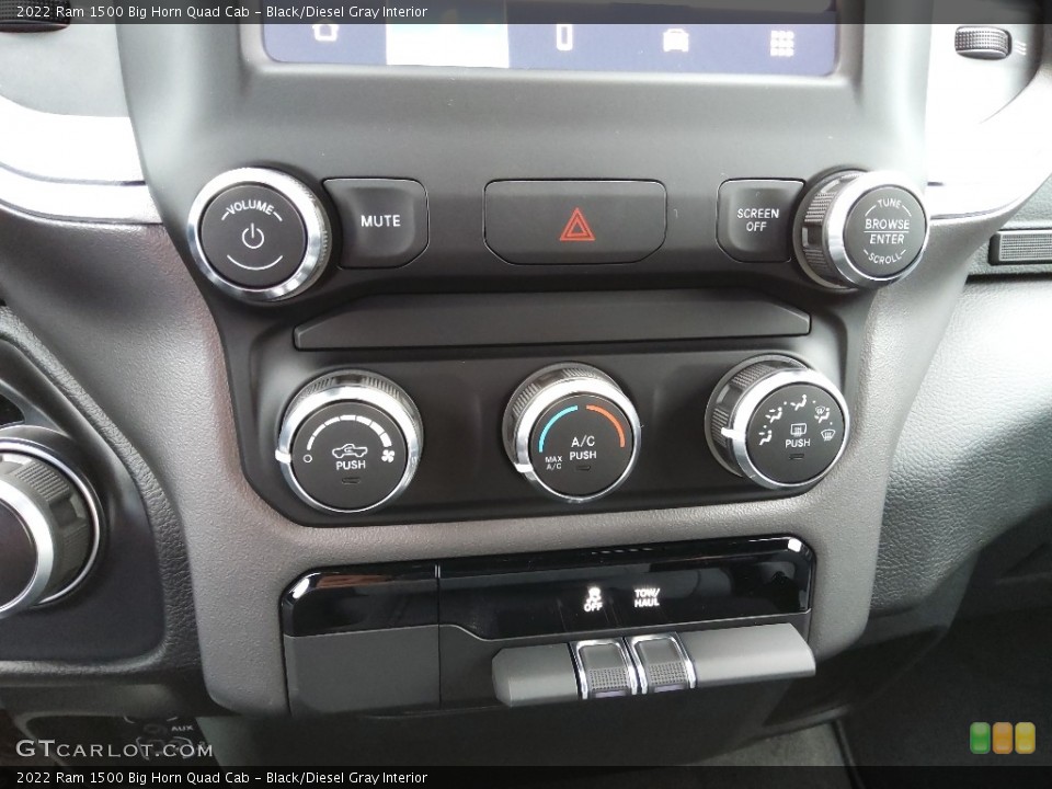 Black/Diesel Gray Interior Controls for the 2022 Ram 1500 Big Horn Quad Cab #143227125